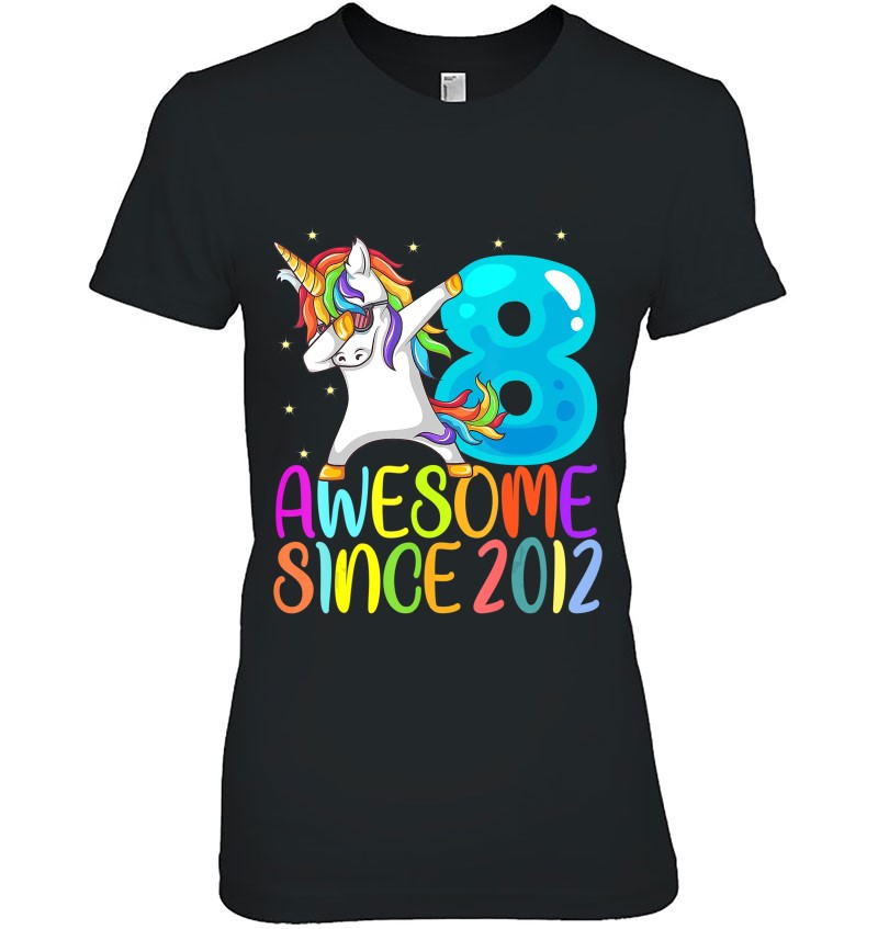 Dabbing Unicorn Awesome Since 2012 - 8Th Birthday Hoodie