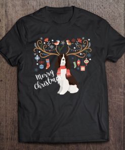 English Springer Spaniel Christmas Reindeer Dog Tee