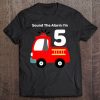 Fire Fighter Truck 5 Year Old Birthday Shirt 5Th Bday Tee