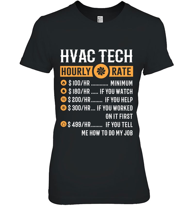 Funny Hvac Tech Gifts - Hvac Tech Hourly Rate Hoodie