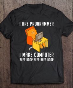 Funny I Are Programmer Coding Nerd Cat Drawing Tee