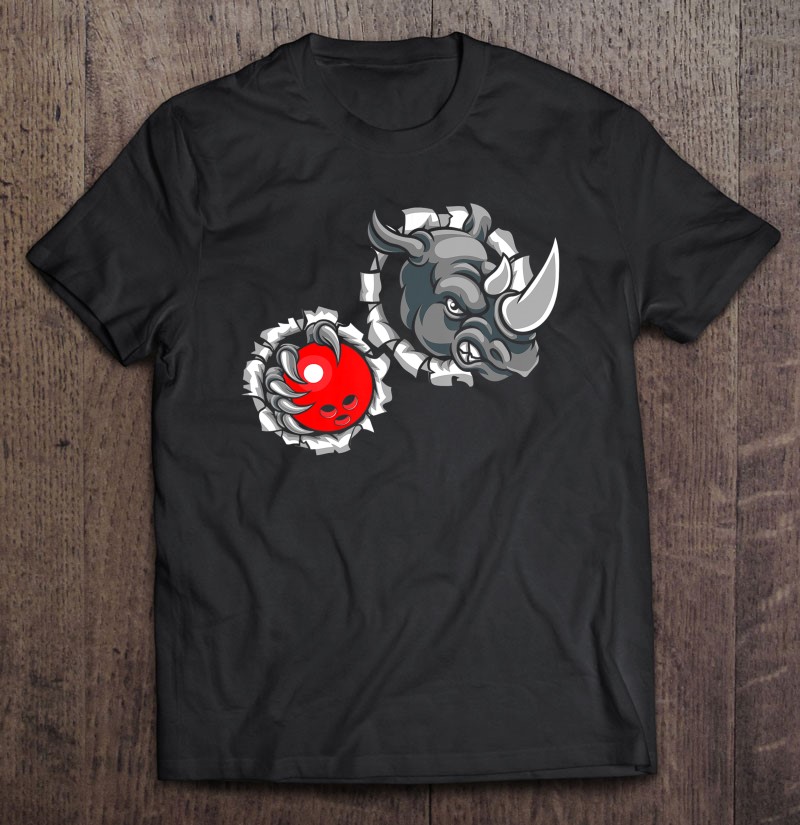 Funny Rhino Bowling Holding Ball With Claws Shirt