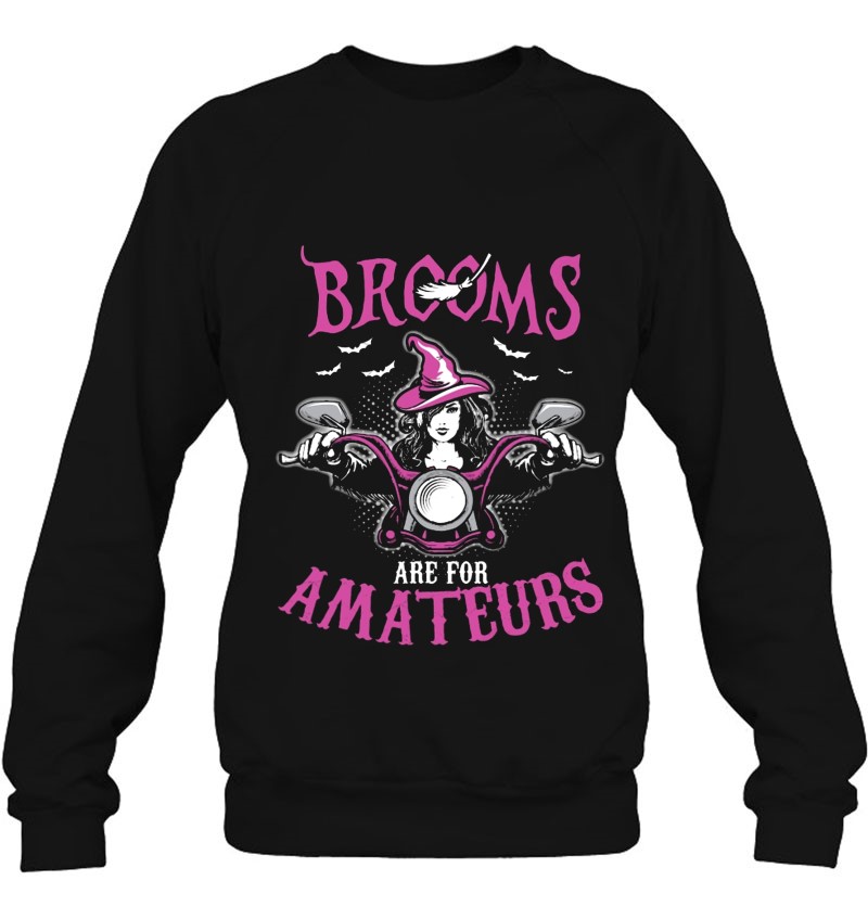 Brooms Are For Amateurs Witch Riding Motorcycle Halloween Mugs