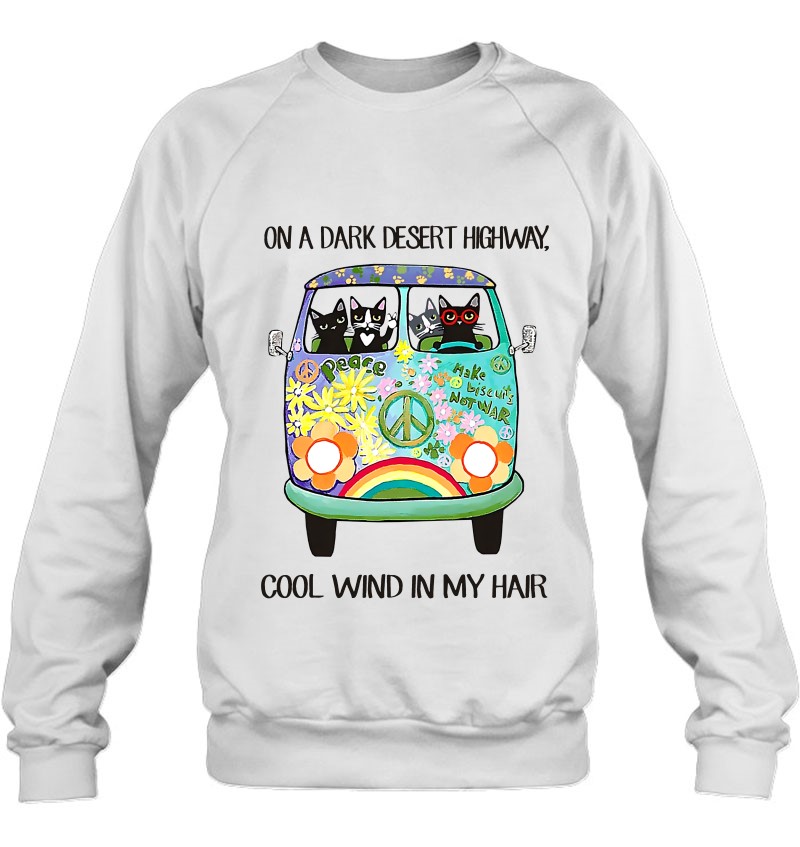 On A Dark Desert Highway Cool Wind In My Hair Black Cat Driving Hippie Van Mugs