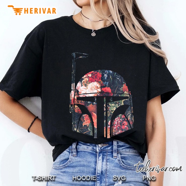 Star Wars Boba Fett Helmet Floral Fill Ladies Tee