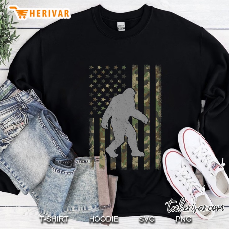 Camo American Flag Bigfoot Camouflage Sasquatch Sweatshirt
