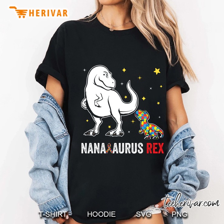 Nanasaurus Rex Nana And Kids Funny Autism Awareness Ladies Tee