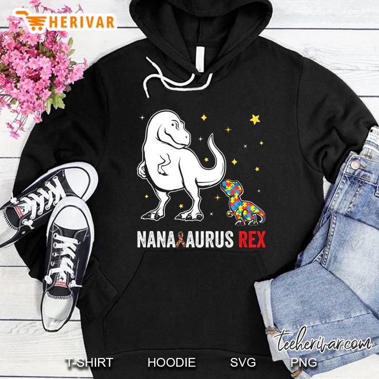 Nanasaurus Rex Nana And Kids Funny Autism Awareness Hoodie