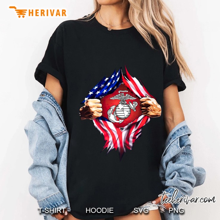 US Marine Corps Inside Me American Flag Ladies Tee