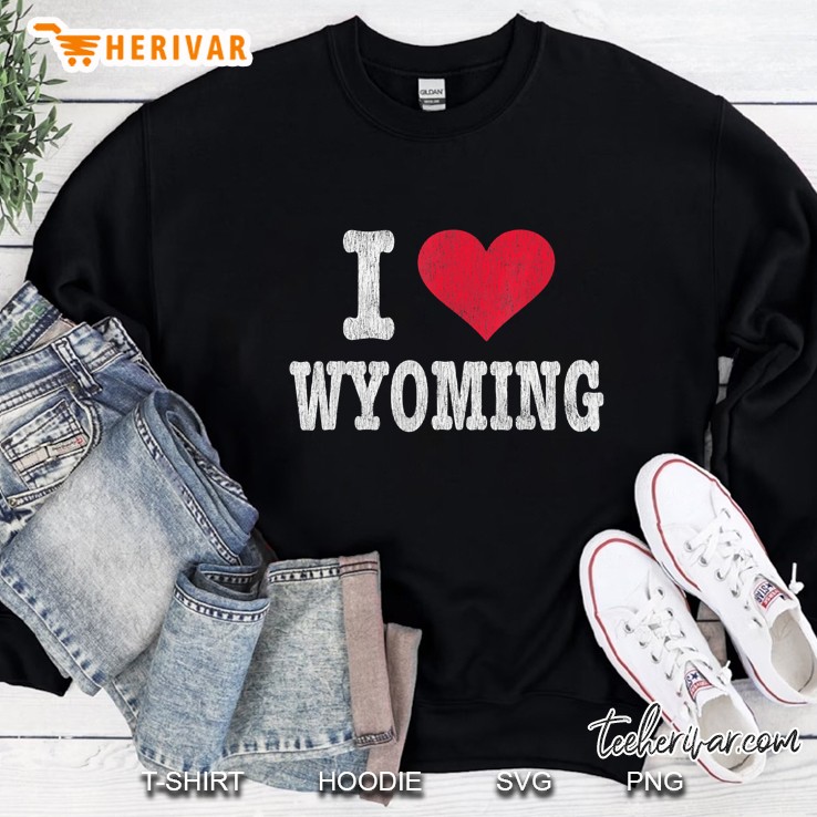 Distressed Retro I Love Wyoming Souvenir Sweatshirt