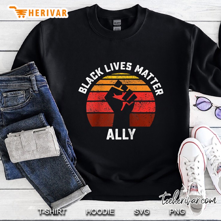 Black Lives Matter Ally Fist Retro Blm Allies Support Raglan Baseball Sweatshirt