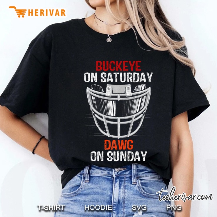 Buckeye On Saturday Dawg On Sunday Ladies Tee