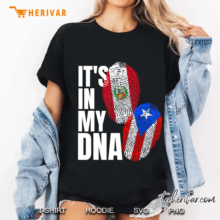 Peruvian And Puerto Rican Dna Flag Heritage Gift Ladies Tee