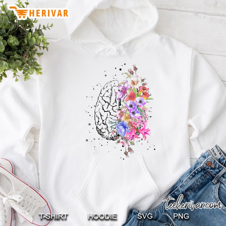 Brain Anatomy, Watercolor Brain, Flowers Brain, Brain With Flowers Classic Hoodie