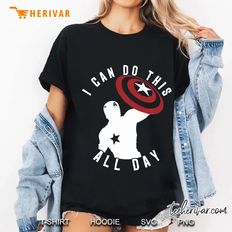 Marvel Captain America I Can Do This All Day Silhouette Ladies Tee