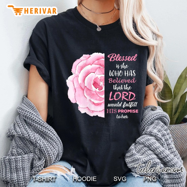 Womens Christian Shirts For Women Blessed Is She Bible Verses V-Neck Ladies Tee