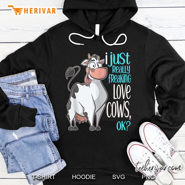 I Freaking Love Cows Funny Cow Gif For Kids Adults Tank Top Hoodie