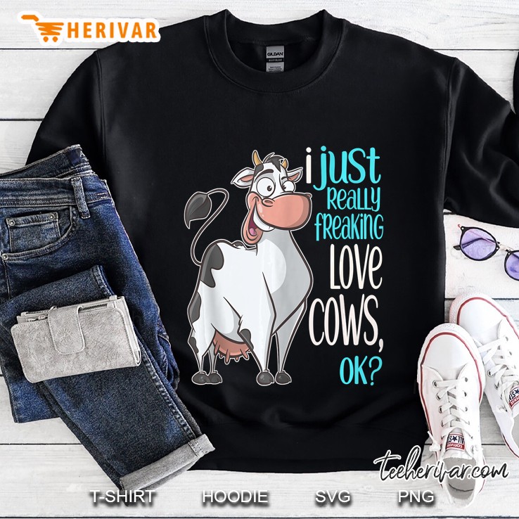 I Freaking Love Cows Funny Cow Gif For Kids Adults Tank Top Sweatshirt