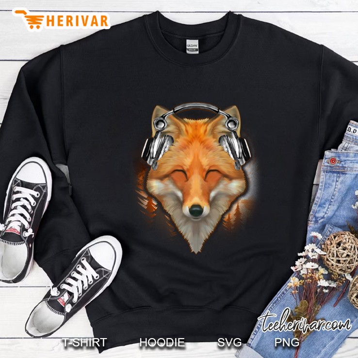 Fox With Headphones Listening To Music Sweatshirt