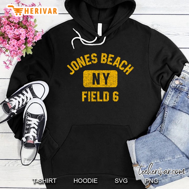 Jones Beach Field 6 Ny Gym Style Distressed Amber Print Pullover Hoodie
