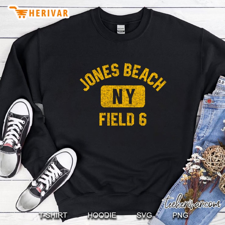 Jones Beach Field 6 Ny Gym Style Distressed Amber Print Pullover Sweatshirt