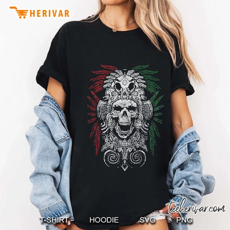 Aztec King Mexican Skull Mask & Design Ladies Tee