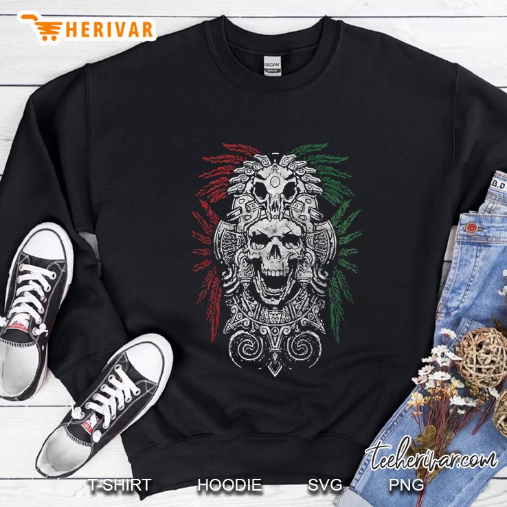 Aztec King Mexican Skull Mask & Design Sweatshirt