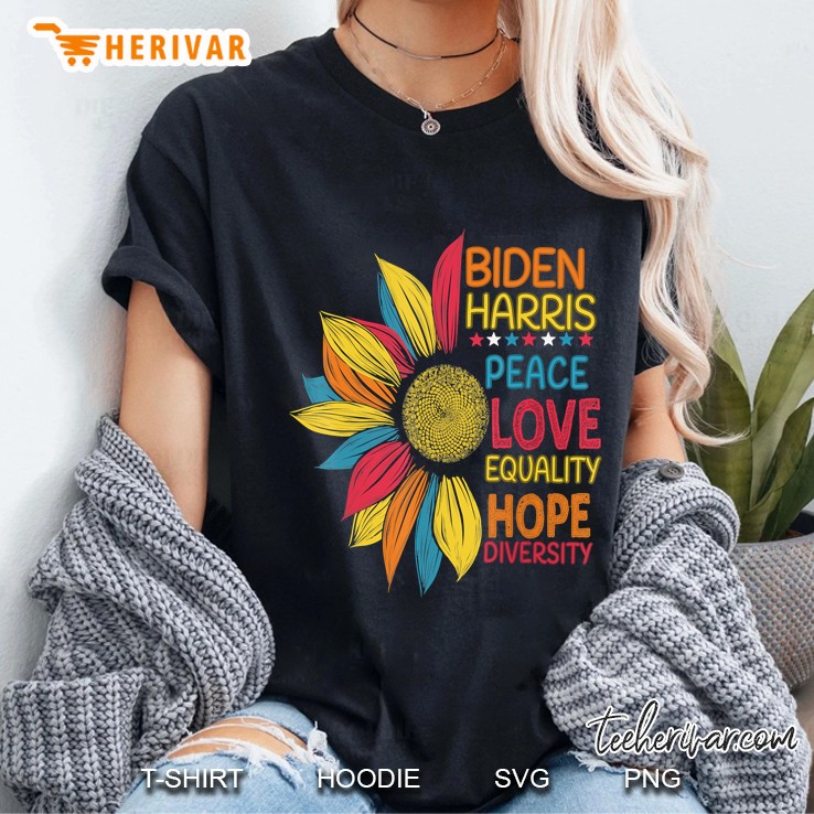 Biden Harris 2020 Peace Love Equality Hope Diversity Ladies Tee