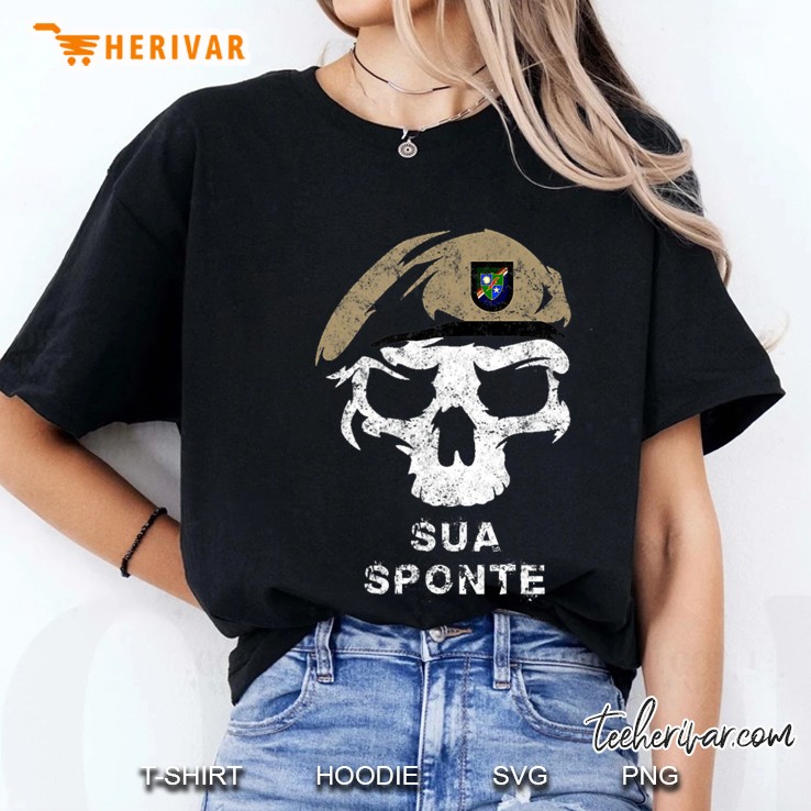 Vintage Army Ranger Regiment Sua Sponte Skull Tan Beret Ladies Tee