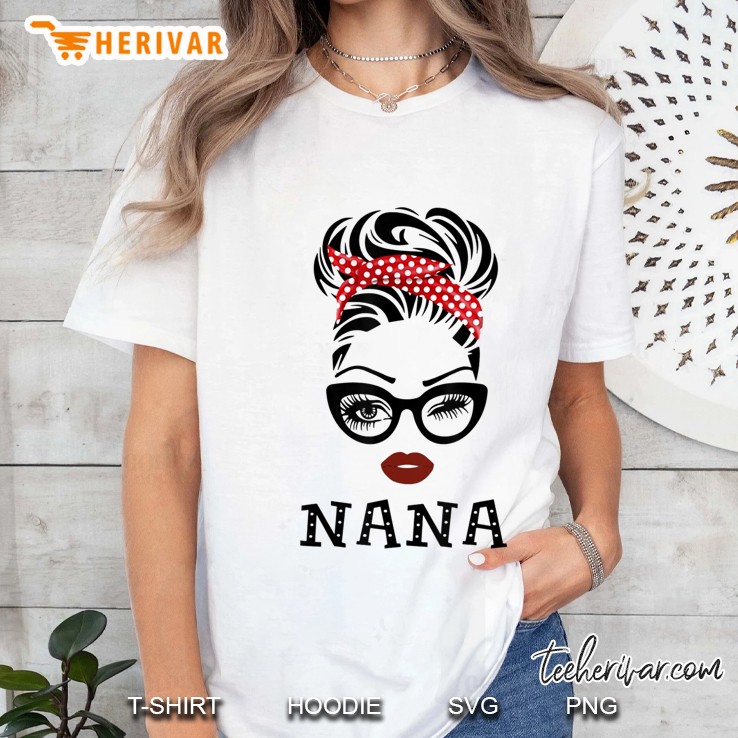 Old Lady Face Bow Bandana Glasses Wink Eye Fall Woman Nana Ladies Tee