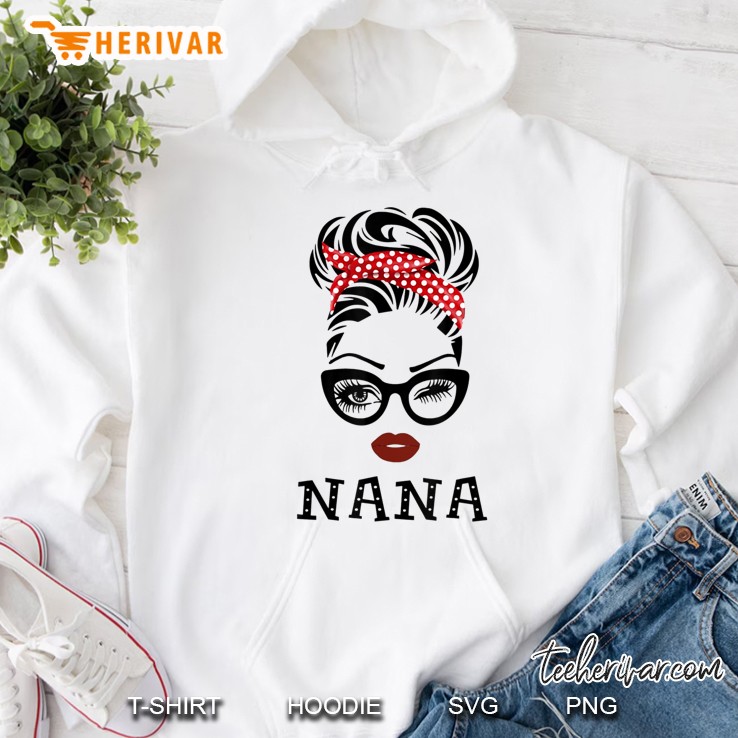 Old Lady Face Bow Bandana Glasses Wink Eye Fall Woman Nana Hoodie