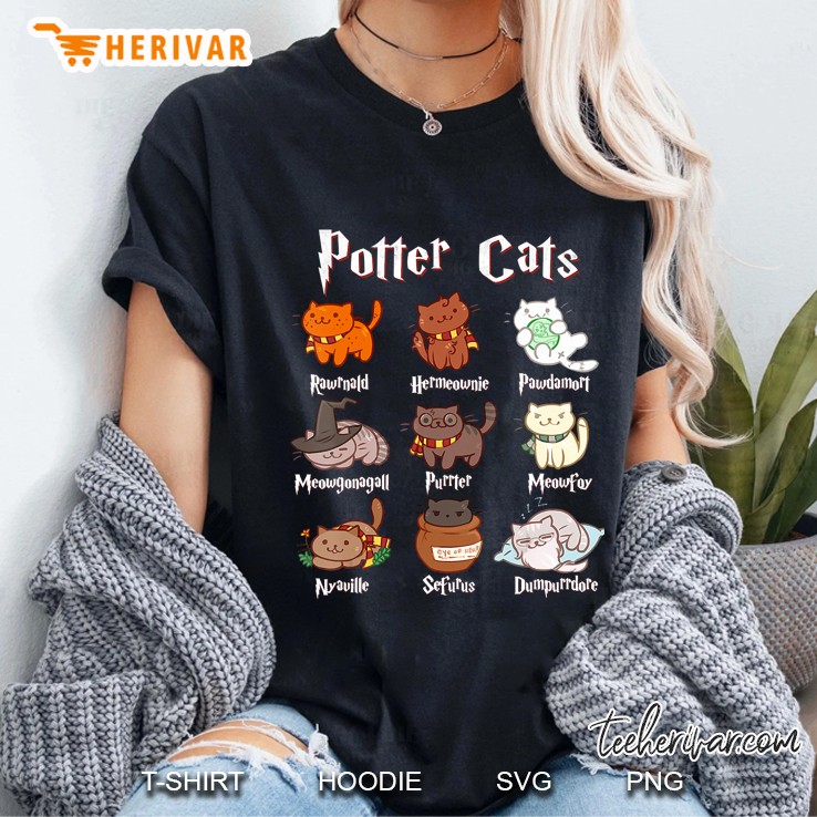 Potter Cats Cute Harry Pawter Kitten Gifts For Cat Lover Ladies Tee