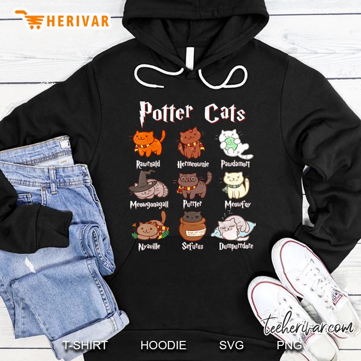 Potter Cats Cute Harry Pawter Kitten Gifts For Cat Lover Hoodie