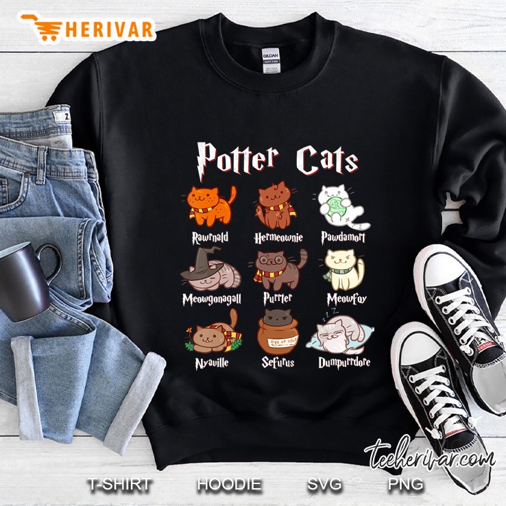 Potter Cats Cute Harry Pawter Kitten Gifts For Cat Lover Sweatshirt