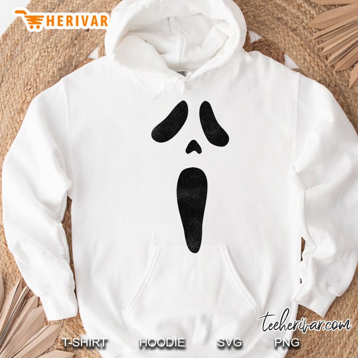 Vintage Halloween Scary Ghost Face Scream Mask Distressed Hoodie