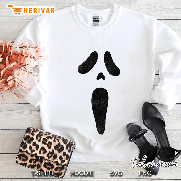 Vintage Halloween Scary Ghost Face Scream Mask Distressed Sweatshirt