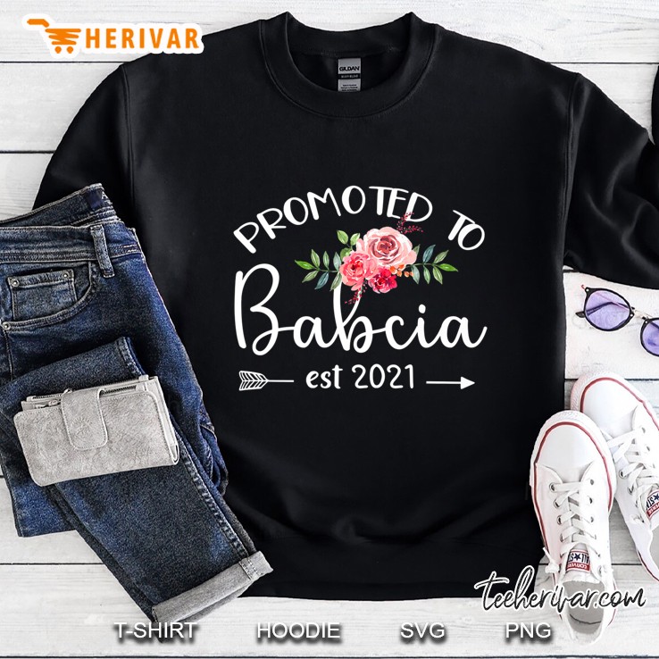 Promoted To Babcia 2021 Premium Sweatshirt