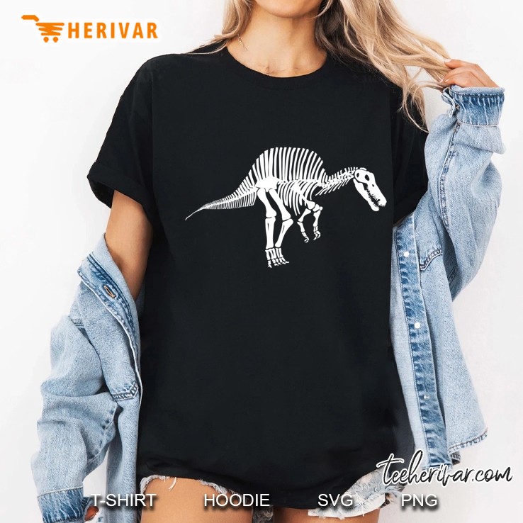 Spinosaurus Dinosaur Fossil Skeleton (White Logo Design) Ladies Tee