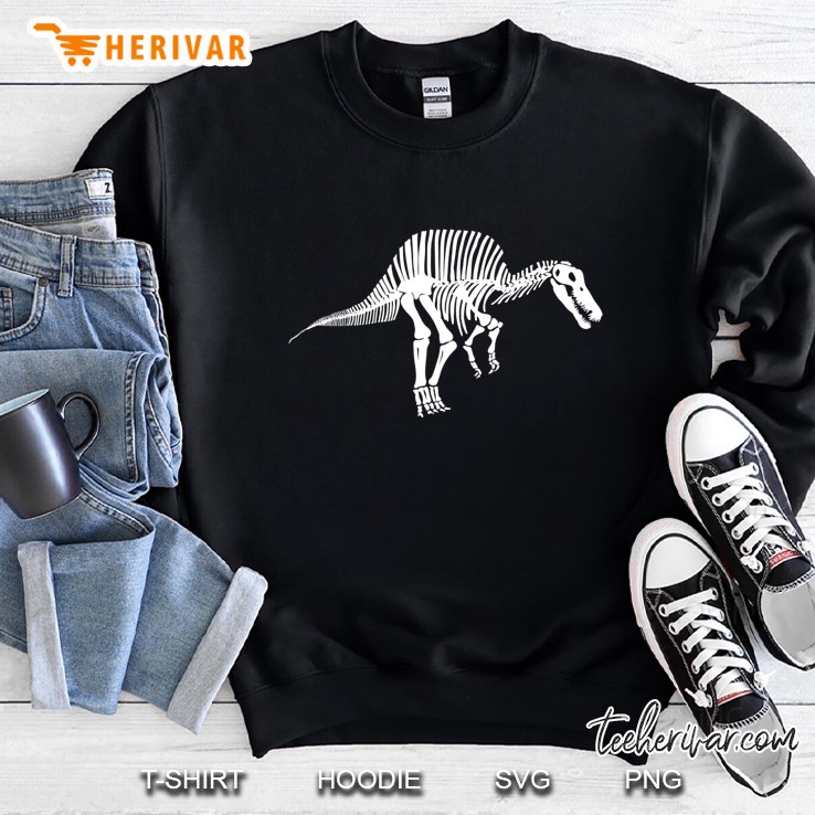 Spinosaurus Dinosaur Fossil Skeleton (White Logo Design) Sweatshirt