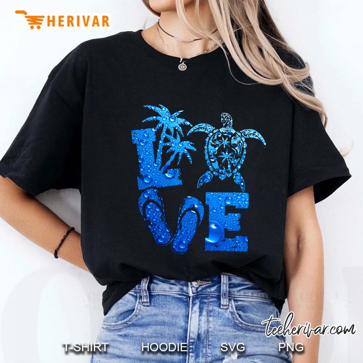 Love Palm Tree Turtle Flip Flops Version Ladies Tee