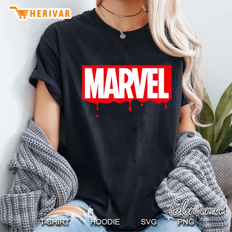 Marvel Logo Dripping Letters Halloween Ladies Tee