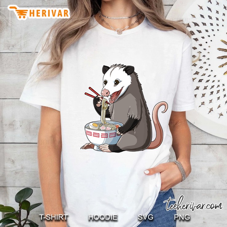 Funny Japanese Kawaii Ramen Opossum Ladies Tee