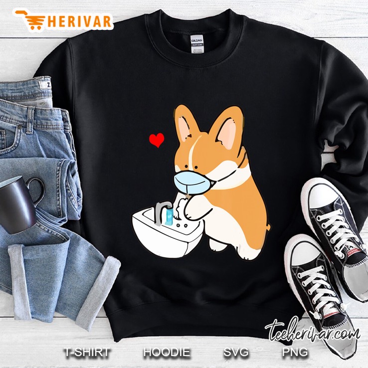 Cute Corgi Dog Face Mask Hand Sanitizer Funny Sweatshirt