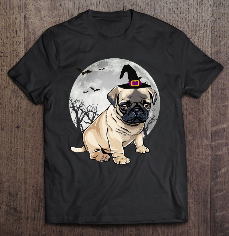Scary Pug Dog Witch Hat Halloween