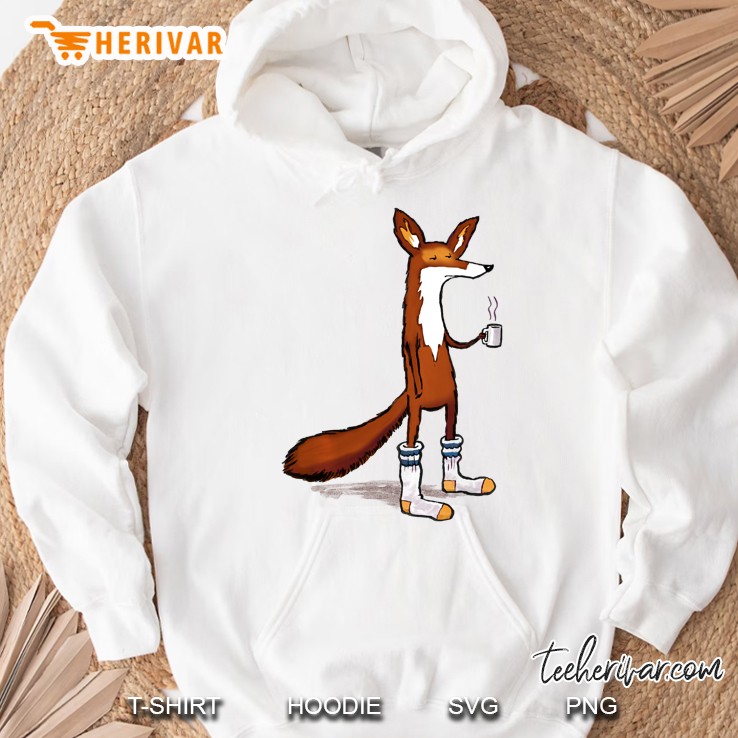 Fox Drinking Coffee Wearing Tube Socks - Funny Hoodie