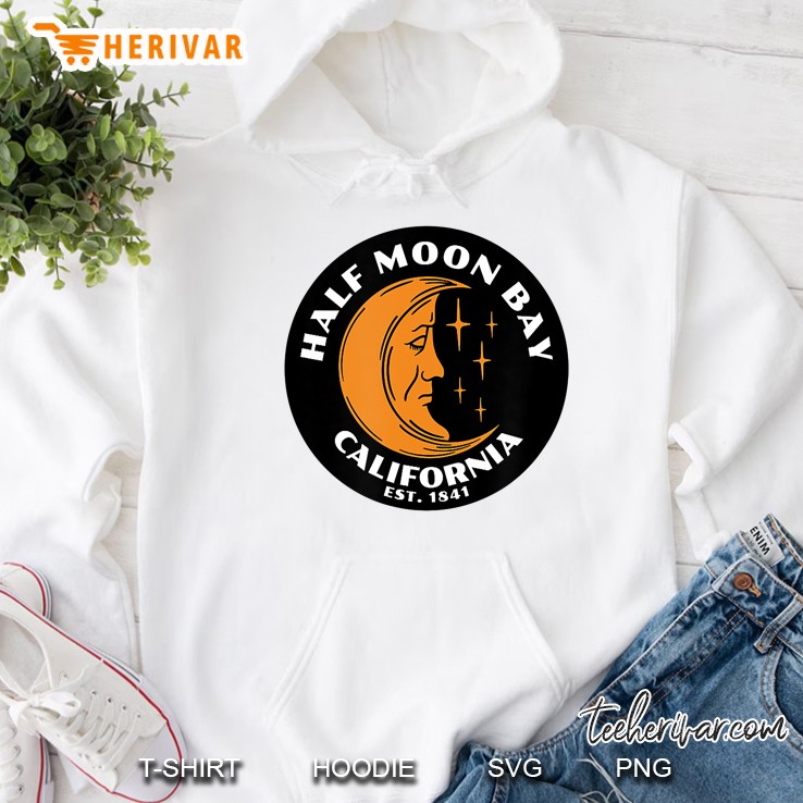 Half Moon Bay California Vacation Mavericks Retro Lunar Logo Hoodie