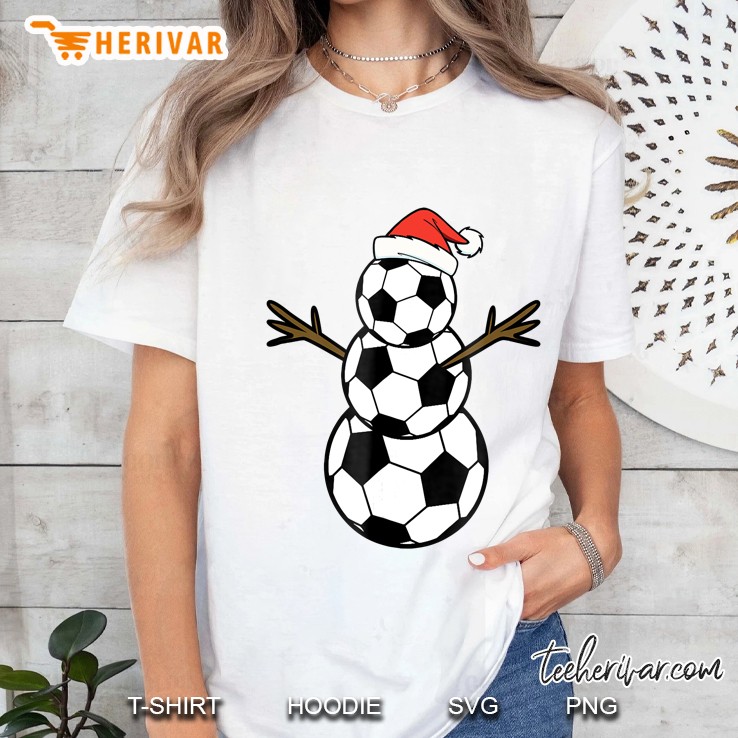Soccer Ball Snowman Tshirt Christmas Tee Ladies Tee