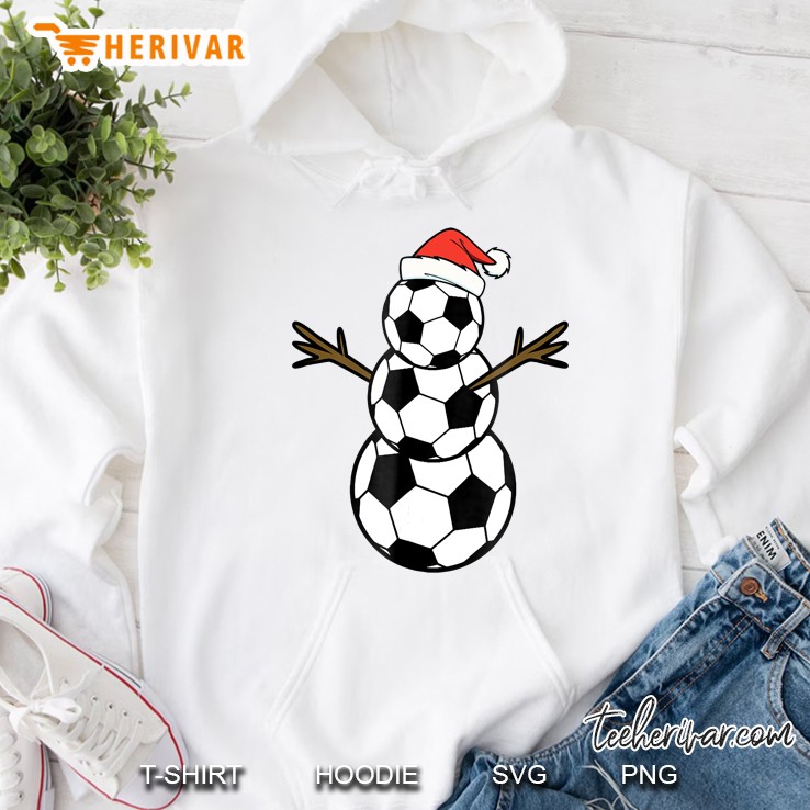 Soccer Ball Snowman Tshirt Christmas Tee Hoodie
