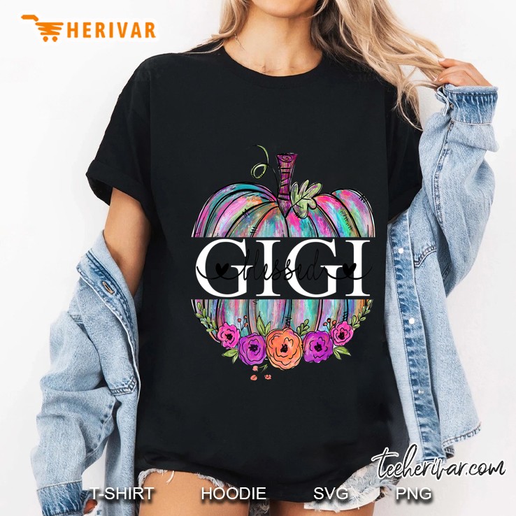 Blessed Gigi Pumpkin Art - Grandma Ladies Tee