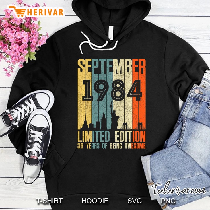 September 1984 36 Year Old Shirt 1984 Birthday Gift Premium Hoodie